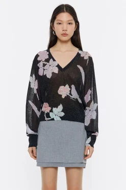 Online BIMBA Y LOLA Jersey Lurex Birds Gris Oscuro