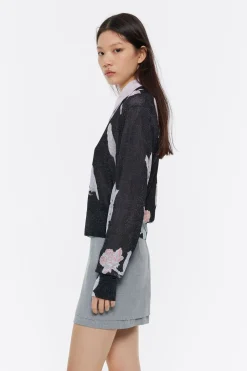 Online BIMBA Y LOLA Jersey Lurex Birds Gris Oscuro