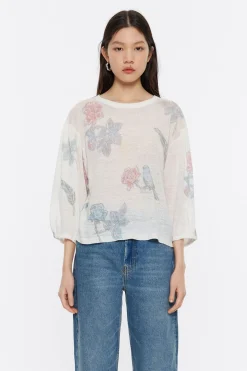 Sale BIMBA Y LOLA Jersey Manga Abullonada Birds Marfil