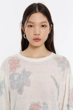 Sale BIMBA Y LOLA Jersey Manga Abullonada Birds Marfil