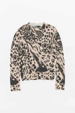 Fashion BIMBA Y LOLA Jersey Recto Lino Animal Mix Camel