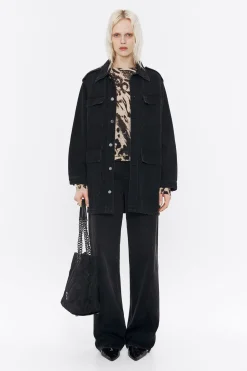 Fashion BIMBA Y LOLA Jersey Recto Lino Animal Mix Camel