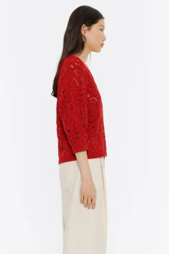 Store BIMBA Y LOLA Jersey Recto Punto Calado Rojo