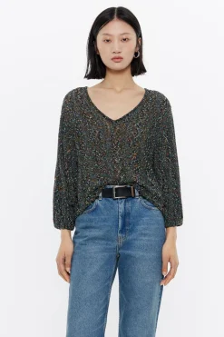 New BIMBA Y LOLA Jersey Recto Punto Calado Negro