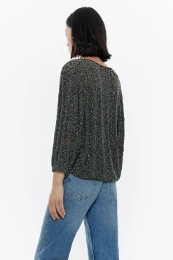 New BIMBA Y LOLA Jersey Recto Punto Calado Negro