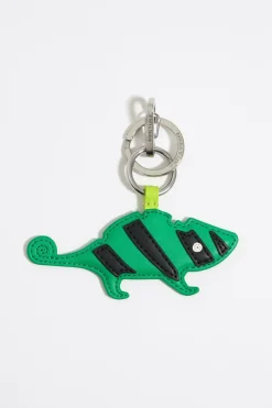 New BIMBA Y LOLA Llavero Camaleon Piel Verde