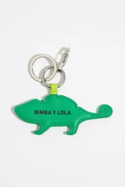 New BIMBA Y LOLA Llavero Camaleon Piel Verde