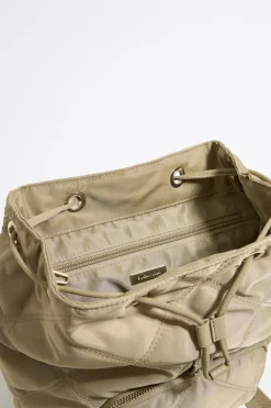 Cheap BIMBA Y LOLA Mochila Mediana Nylon Acolchada Caqui Claro