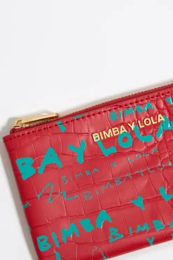 Hot BIMBA Y LOLA Monedero Grabado Cocodrilo Rojo