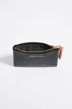 Cheap BIMBA Y LOLA Monedero Grabado Cocodrilo Negro