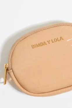 Discount BIMBA Y LOLA Monedero Ovalado Grabado Cocodrilo Arena