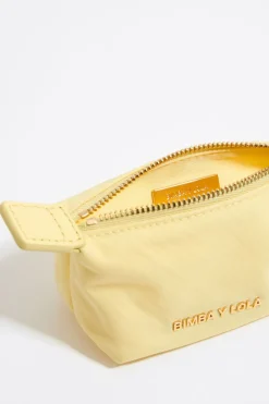 New BIMBA Y LOLA Monedero Trapecio Mini Nylon Amarillo Claro