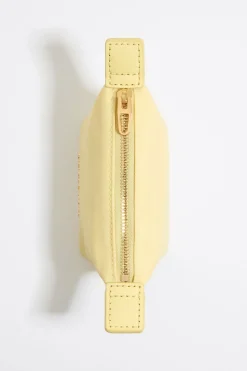 New BIMBA Y LOLA Monedero Trapecio Mini Nylon Amarillo Claro