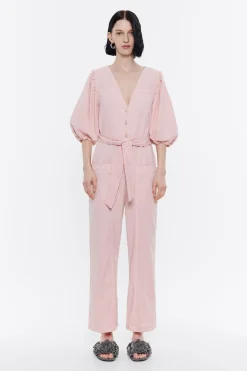 Best BIMBA Y LOLA Mono Cargo Mangas Abullonadas Rosa