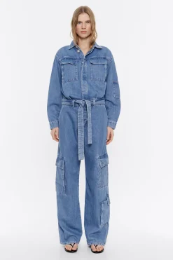 Cheap BIMBA Y LOLA Mono Denim Cargo Azul