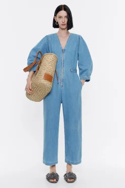 Discount BIMBA Y LOLA Mono Denim Mangas Abullonadas Azul
