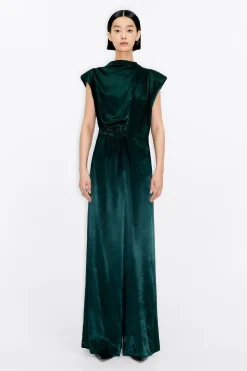 Best Sale BIMBA Y LOLA Mono Recto Saten Verde Oscuro