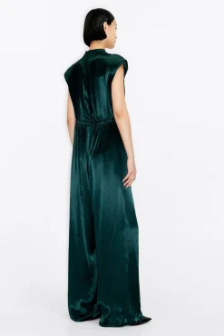 Best Sale BIMBA Y LOLA Mono Recto Saten Verde Oscuro