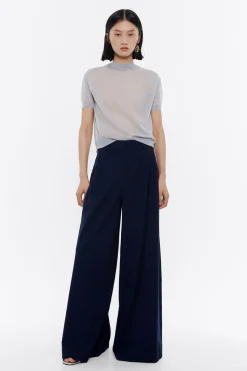Shop BIMBA Y LOLA Pantalon Campana Pinzas Marino Oscuro