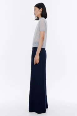 Shop BIMBA Y LOLA Pantalon Campana Pinzas Marino Oscuro