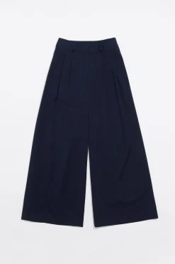 Shop BIMBA Y LOLA Pantalon Campana Pinzas Marino Oscuro