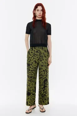 Cheap BIMBA Y LOLA Pantalon Lino Animal Mix Verde