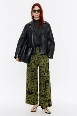 Cheap BIMBA Y LOLA Pantalon Lino Animal Mix Verde