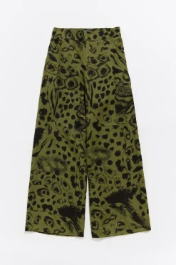 Cheap BIMBA Y LOLA Pantalon Lino Animal Mix Verde