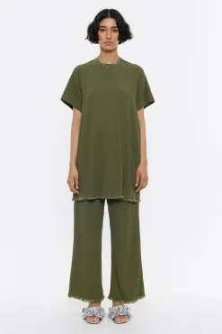 Best Sale BIMBA Y LOLA Pantalon Recto Desflecado Caqui