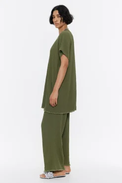 Best Sale BIMBA Y LOLA Pantalon Recto Desflecado Caqui