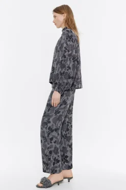 New BIMBA Y LOLA Pantalon Recto Fluido Canary Camo Caqui