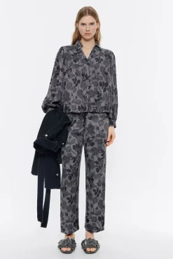 New BIMBA Y LOLA Pantalon Recto Fluido Canary Camo Caqui