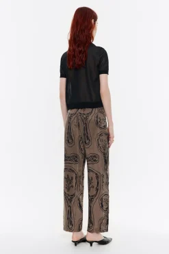 Hot BIMBA Y LOLA Pantalon Recto Fluido Mirrors Caqui