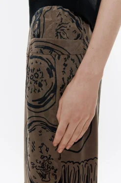 Hot BIMBA Y LOLA Pantalon Recto Fluido Mirrors Caqui