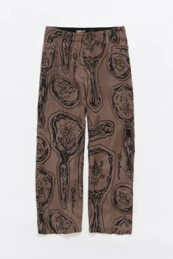 Hot BIMBA Y LOLA Pantalon Recto Fluido Mirrors Caqui