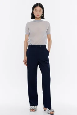 Cheap BIMBA Y LOLA Pantalon Recto Lana Fria Marino Oscuro