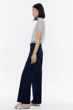 Cheap BIMBA Y LOLA Pantalon Recto Lana Fria Marino Oscuro