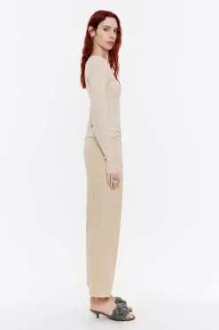 Online BIMBA Y LOLA Pantalon Recto Tobillero Beige