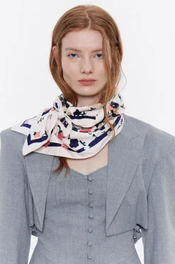 Store BIMBA Y LOLA Panuelo Flores En Grupos Gris