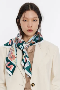 Online BIMBA Y LOLA Panuelo Flores Marco Logo Verde