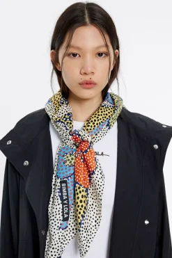 Clearance BIMBA Y LOLA Panuelo Flores Puntillismo Marfil