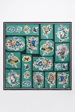 Sale BIMBA Y LOLA Panuelo Flores Y Geometria Verde