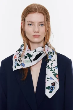 Online BIMBA Y LOLA Panuelo Flores Y Jarrones Naif Blanco