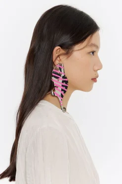 Store BIMBA Y LOLA Pendiente Camaleon Plateado Y Rosa