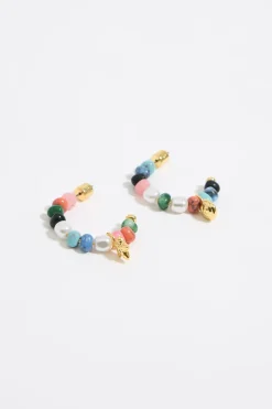 Clearance BIMBA Y LOLA Pendientes Aro Caracolas, Perlas Y Piedras Multicolores