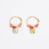 Shop BIMBA Y LOLA Pendientes Aro Coral Y Caracola Dorada