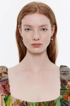 Shop BIMBA Y LOLA Pendientes Aro Coral Y Caracola Dorada