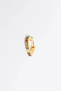 Shop BIMBA Y LOLA Pendientes Aro Corazon Cristales Dorados