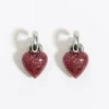 Sale BIMBA Y LOLA Pendientes Aro Corazon Glitter Rosa