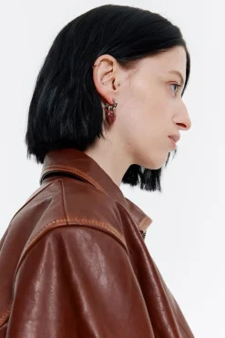 Sale BIMBA Y LOLA Pendientes Aro Corazon Glitter Rosa